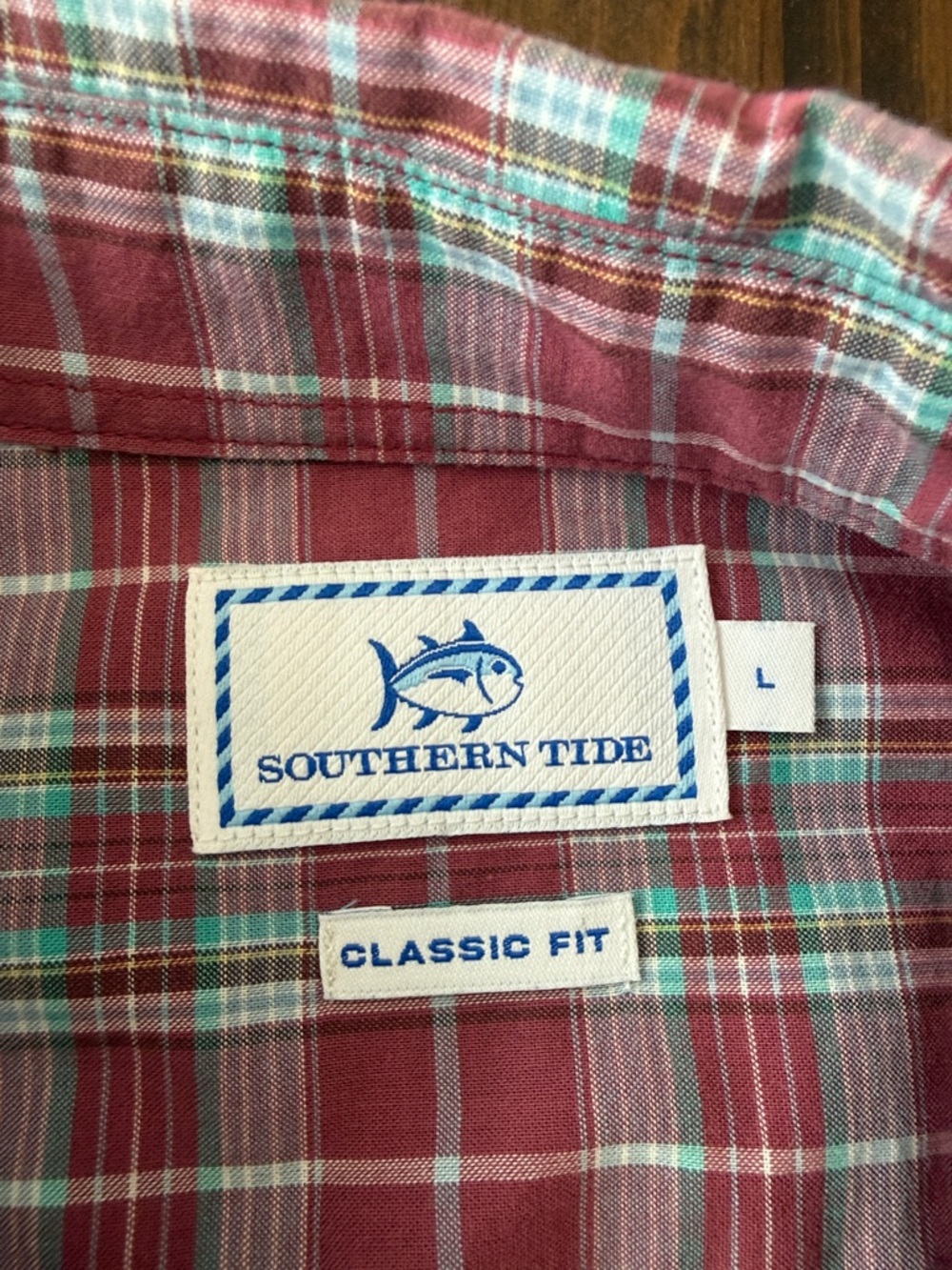 Southern Tide Classic Fit Men’s Button-Down Plaid Shirt Red / White Large - Picture 7 of 8